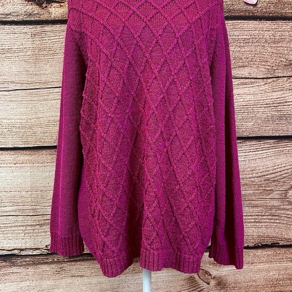 SOLD 🛍️ Jones New York Women’s Cotton Raspberry Cable Knit Sweater Plus 3X - Picture 3 of 9